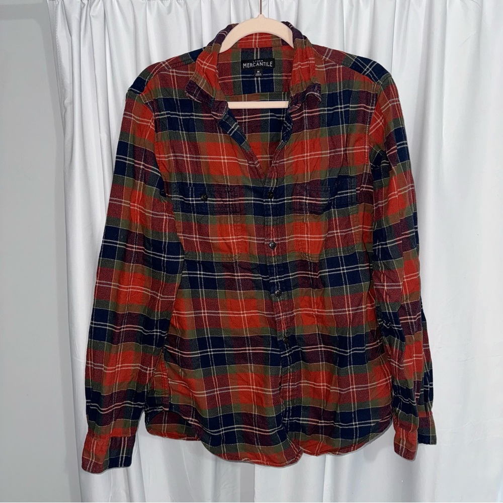 J. Crew Mercantile Orange Flannel Button Down Medium